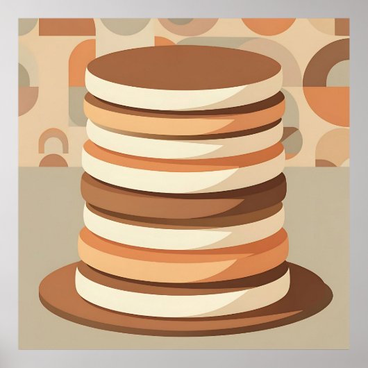 Gestapelte Pfannkuchen Retro Poster (Vorne)