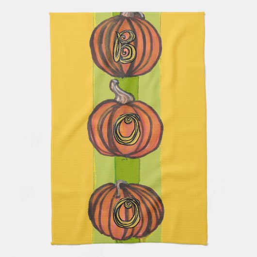 Gestapelte Pumpkins BOO Küchentücher (Vertikal)