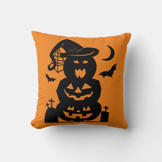 Gestapelte Pumpkins Halloween Reversible Kissen (Vorderseite)