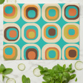 Gestapelte Quadrate Mitte Aquamarin, grün, orange Geschirrtuch (Gefaltet)