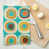 Gestapelte Quadrate Mitte Aquamarin, grün, orange Geschirrtuch (Viertel Falte)