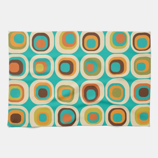 Gestapelte Quadrate Mitte Aquamarin, grün, orange Geschirrtuch (Horizontal)