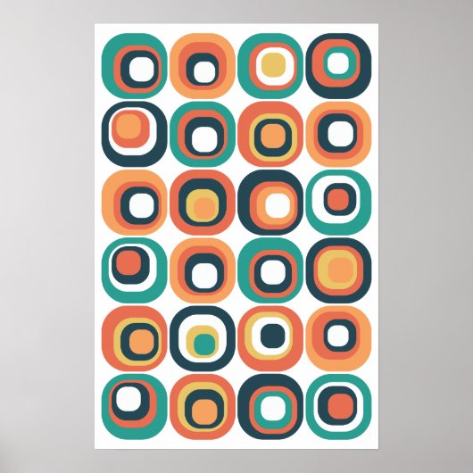 Gestapelte Quadrate Mitte Aquamarin, orange, gelb Poster (Vorne)