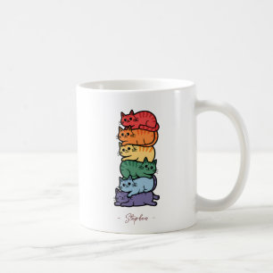 Gestapelte Regenbogenkatzen - LGBTQ Pride Celebrat Kaffeetasse