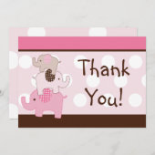Gestapelte rosafarbene Elefanten Dankeschön-Karte Dankeskarte (Vorne/Hinten)