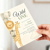 Gestapelte Safari Animals Baby Geburtstag Einladung