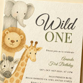 Gestapelte Safari Animals Baby Geburtstag Einladung