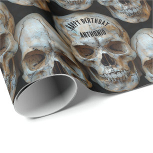 Gestapelte Skulls Paris Catacombs Gothic Halloween Geschenkpapier