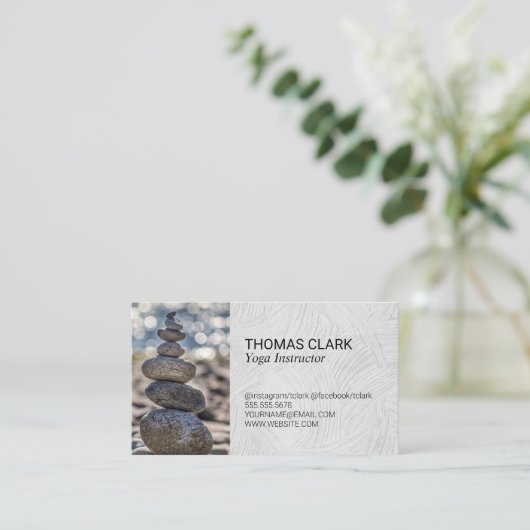 Gestapelte Steine | Zen | Yoga Visitenkarte (Stehend Vorderseite)