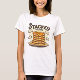 Gestapelte und glückliche Pfannkuchen Sirup Deligh T-Shirt