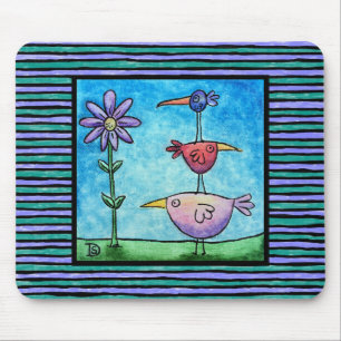 Gestapelte Vögel Mousepad