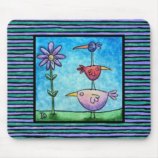 Gestapelte Vögel Mousepad (Vorne)