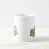 Gestapelte Weihnachtsgeschenke mit Baum als Feiert Kaffeetasse (Mittel)