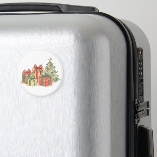 Gestapelte Weihnachtsgeschenke mit Baum als Feiert Magnet (In Situ (Gepäck))