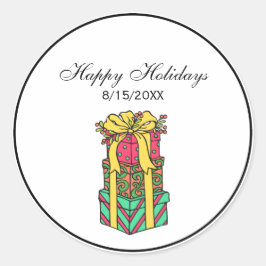 Gestapelte Weihnachtsgeschenke Weihnachten Weihnac Runder Aufkleber