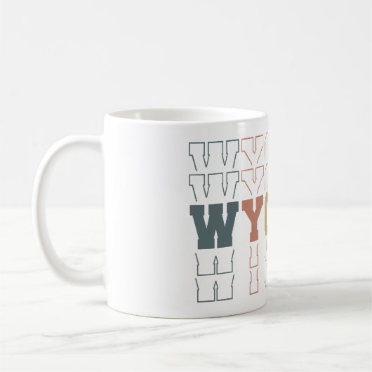 Gestapelte Wyoming Word Art Kaffeetasse (Links)