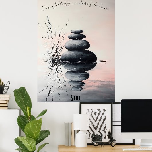 Gestapelte Zen Stones und Gentle Stream Art Poster (Heimbüro)