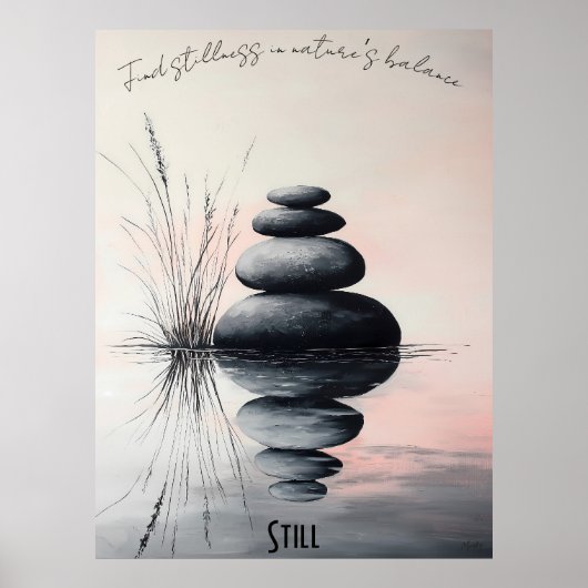 Gestapelte Zen Stones und Gentle Stream Art Poster (Vorne)