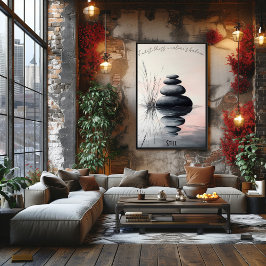 Gestapelte Zen Stones und Gentle Stream Art Poster