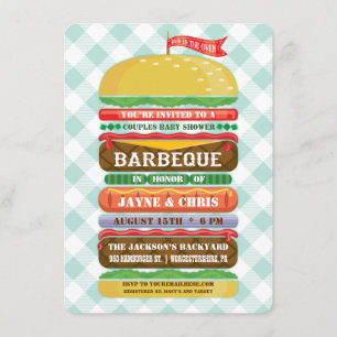Gestapelter Hamburger Baby Shower Barbecue Einladung