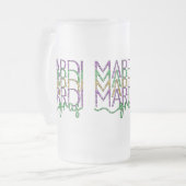 Gestapeltes Mardi Gras Design Frostglas Tasse (Vorderseite Links)