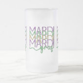 Gestapeltes Mardi Gras Design Frostglas Tasse (Mittel)