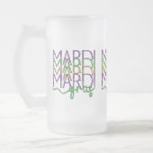 Gestapeltes Mardi Gras Design Frostglas Tasse (Links)