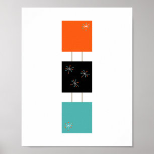 Gestapeltes Quadrat im Stil der Mitte des 20. Jahr Poster