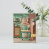 Gestapeltes Retro-Fernsehgeräte-Display Postkarte (Stehend Vorderseite)