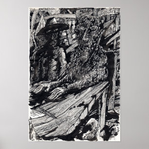 "Gestehe!", Tuschezeichnung Poster