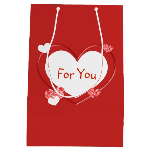 Gestell dir deine persönliche Red Hearts Valentins Mittlere Geschenktüte (Rückseite)