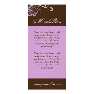 Gestell-Karten-Strudel-Salon-Wellness-Center lila Werbekarte