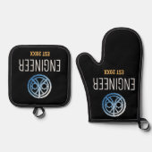 Gestellte Ingenieurin , Ingenieurstudium nach Maß Ofenhandschuh & Topflappen-Set (Vorderseite)