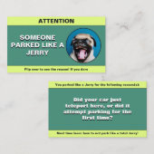 Gestellte Parkplätze wie ein Jerry, witziger Parkp Telefonnummerkarte (Vorne/Hinten)