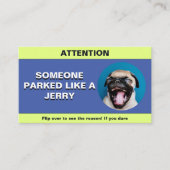 Gestellte Parkplätze wie ein Jerry, witziger Parkp Telefonnummerkarte (Vorderseite)