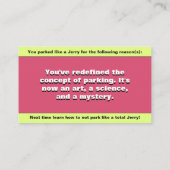 Gestellte Parkplätze wie ein Jerry, witziger Parkp Telefonnummerkarte (Rückseite)