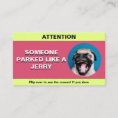 Gestellte Parkplätze wie ein Jerry, witziger Parkp Telefonnummerkarte (Vorderseite)