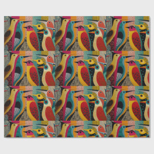 Gestellte Vögel in lebhaften Farben, gefliest Geschenkpapier