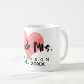 Gestempelter Herz-Herr u. Frau Wedding Date Kaffeetasse (VorderseiteRechts)