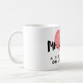 Gestempelter Herz-Herr u. Frau Wedding Date Kaffeetasse (Links)