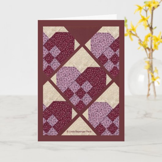 Gesteppte Herzen Karte (Gelbe Blume)