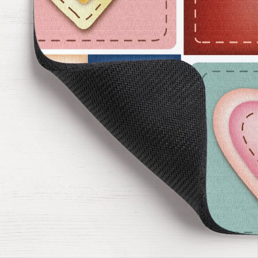 Gesteppte Herzen Mousepad (Ecke)