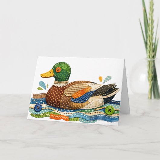 Gesteppte Patchwork-Erpel-Ente Karte (Vorderseite)