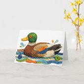 Gesteppte Patchwork-Erpel-Ente Karte (Gelbe Blume)