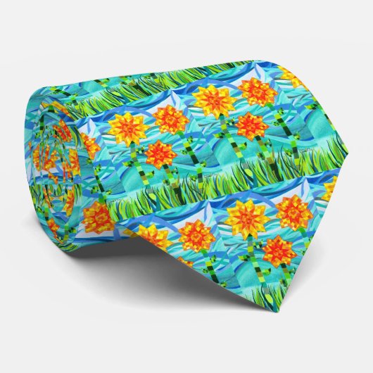 Gesteppte Sonnenblumen Krawatte (Gerollt)