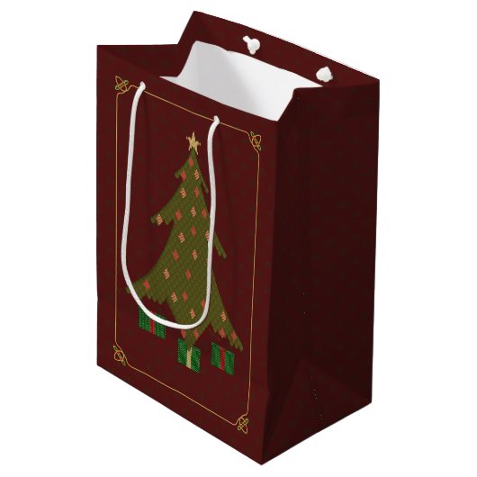 Gesteppte Weihnachtsgeschenk-Tasche Mittlere Geschenktüte (Vorderseite Schrägansicht)