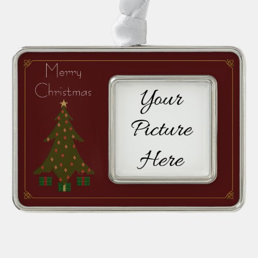 Gesteppte Weihnachtsrahmen-Verzierung Rahmen-Ornament Silber (Vorderseite)