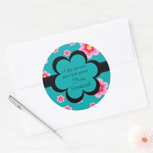 Gesteppter Blumengeschenk-Aufkleber Runder Aufkleber (Umschlag)