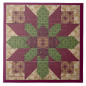 Gesteppter grüner Burgunder-Stern Fliese (Vorderseite)