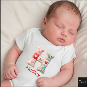 Gesteppter Patchwork-Initialbuchstabe H Kinderzimm Baby Strampler